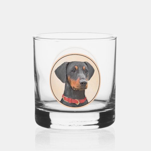 Pinscher Malerei Original Tierart Whiskyglas (Vorderseite)