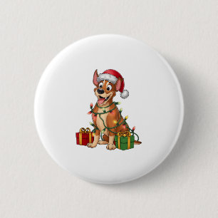 Pinscher Xmas Lighting Weihnachtsmannmütze Pinsche Button
