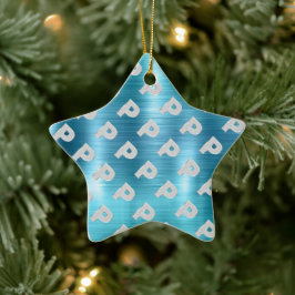 Pinsel Aqua Silver Letter P Keramik Ornament