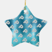 Pinsel Aqua Silver Letter P Keramik Ornament (Vorne)