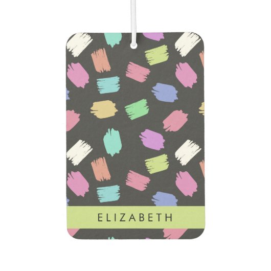 Pinsel, farbenfrohe Pinselstriche, Ihr Name Autolufterfrischer (Vorderseite)