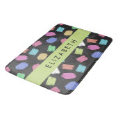 Pinsel, farbenfrohe Pinselstriche, Ihr Name Badematte (Schrägansicht)