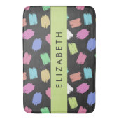 Pinsel, farbenfrohe Pinselstriche, Ihr Name Badematte (Vorderseite Vertikal)