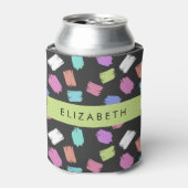 Pinsel, farbenfrohe Pinselstriche, Ihr Name Dosenkühler (Kanne Vorderseite)