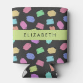 Pinsel, farbenfrohe Pinselstriche, Ihr Name Dosenkühler (Rückseite)