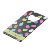 Pinsel, farbenfrohe Pinselstriche, Ihr Name Geldbeutel Flaschenöffner (Vorderseite Schrägansicht)