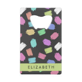 Pinsel, farbenfrohe Pinselstriche, Ihr Name Geldbeutel Flaschenöffner (Rückseite)