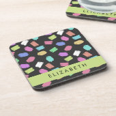 Pinsel, farbenfrohe Pinselstriche, Ihr Name Getränkeuntersetzer (Linke Seite)