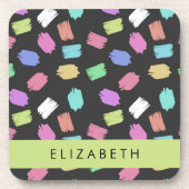 Pinsel, farbenfrohe Pinselstriche, Ihr Name Getränkeuntersetzer (Vorderseite)