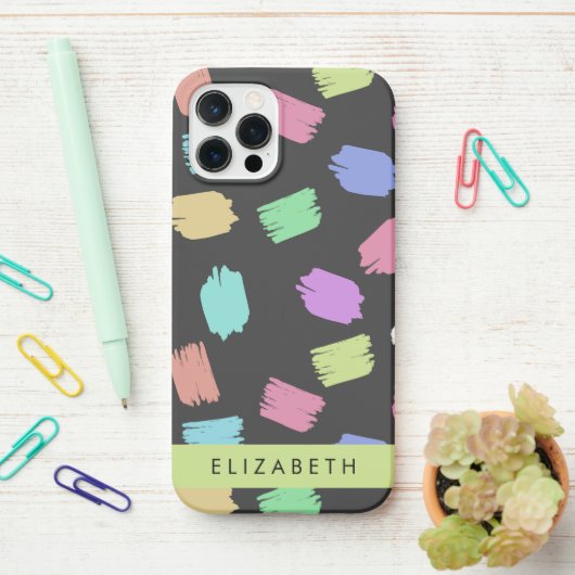 Pinsel, farbenfrohe Pinselstriche, Ihr Name iPhone Hülle (Auf dem Schreibtisch)