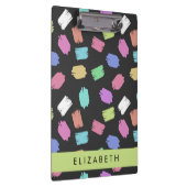 Pinsel, farbenfrohe Pinselstriche, Ihr Name Klemmbrett (Rechts)