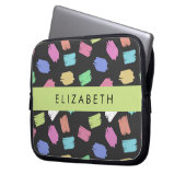 Pinsel, farbenfrohe Pinselstriche, Ihr Name Laptopschutzhülle (Vorderseite Links)