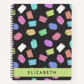 Pinsel, farbenfrohe Pinselstriche, Ihr Name Notizblock (Vorderseite)