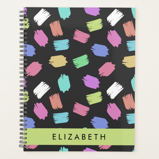 Pinsel, farbenfrohe Pinselstriche, Ihr Name Planer (Vorderseite)
