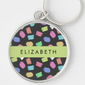 Pinsel, farbenfrohe Pinselstriche, Ihr Name Schlüsselanhänger (Vorne)