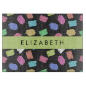 Pinsel, farbenfrohe Pinselstriche, Ihr Name Schneidebrett (Vorderseite)