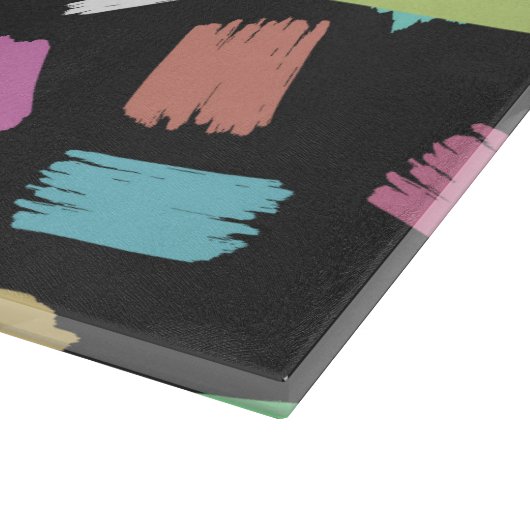 Pinsel, farbenfrohe Pinselstriche, Ihr Name Schneidebrett (Ecke)