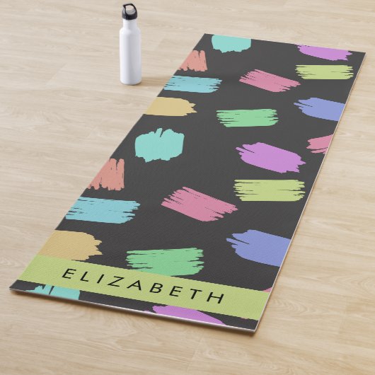 Pinsel, farbenfrohe Pinselstriche, Ihr Name Yogamatte (Beispiel)