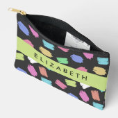 Pinsel, farbenfrohe Pinselstriche, Ihr Name Zubehörtasche (Offen)