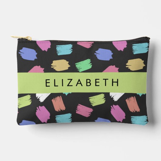 Pinsel, farbenfrohe Pinselstriche, Ihr Name Zubehörtasche (Vorderseite)