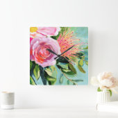 Pinsel Floral I Quadratische Wanduhr (Zuhause)