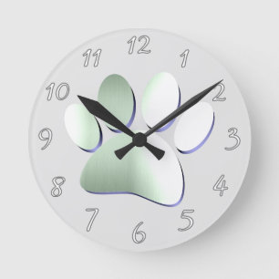 Pinsel für Hunde aus gebürstetem Metall Runde Wanduhr