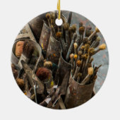 Pinsel für Künstler in alten, rustikalen Dosen Keramikornament (Hinten)