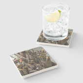 Pinsel für Künstler in alten, rustikalen Dosen Steinuntersetzer (Seitenansicht)