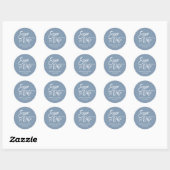 Pinsel für Script Blue Save the Date Umschlag Aufk Runder Aufkleber (Blatt)