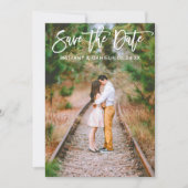 Pinsel für Skript Couple-Foto Save the Date-Karte Save The Date (Vorderseite)