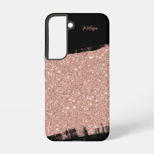 Pinsel Glitter Roségold Schwarz Personalisierter N Samsung Galaxy Hülle