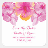 Pinsel Hibiskus Floral Save the Date Aufkleber (Vorderseite)
