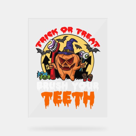 Pinsel Ihre Zähne Funny Dental Hygienist Puff Acrylschild (Vorderseite)