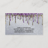 Pinsel | Makeup Artist | Glitzer Tropfen Visitenkarte (Rückseite)