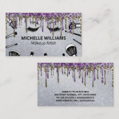 Pinsel | Makeup Artist | Glitzer Tropfen Visitenkarte (Vorne/Hinten)