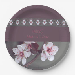 Pinsel mit Grün und Pflaumen Pappteller