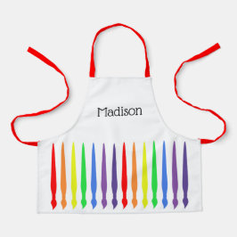 Pinsel mit Regenbogen und Ihr Name auf einem Kind  Schürze