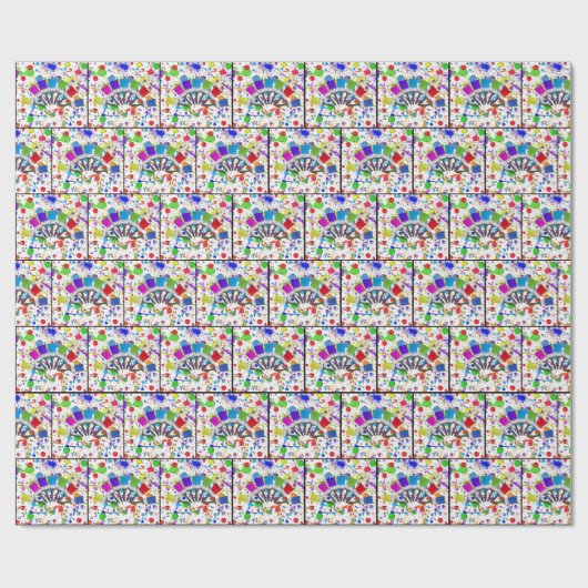 Pinsel mit Regenbogenfarbe auf Farbe Geschenkpapier (Flach)