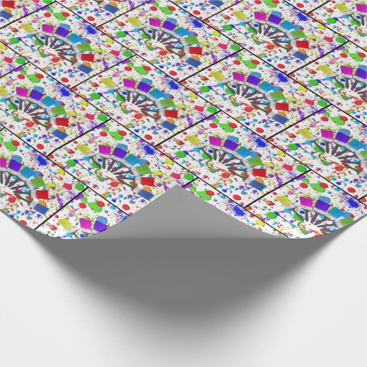 Pinsel mit Regenbogenfarbe auf Farbe Geschenkpapier (Ecke)