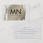 Pinsel mit weißer Textur und Chic Monogram Visitenkarte (Vorne/Hinten)