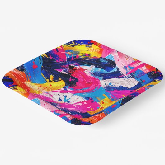 Pinsel-Motiv Pappteller (Gewinkelt)