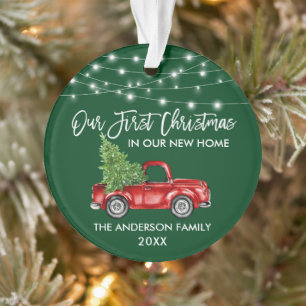 Pinsel Schrift 1. Weihnachten Zuhause LKW Lichter Ornament