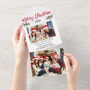 Pinsel Schrift 2 Foto Rot All In One Weihnachtskar Einladung
