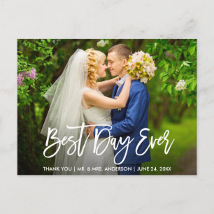 Pinsel Schrift Besten Tag überhaupt Hochzeit Danke Postkarte