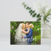 Pinsel Schrift Besten Tag überhaupt Hochzeit Danke Postkarte (Stehend Vorderseite)