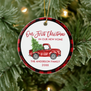 Pinsel Schrift Erstes Weihnachten Neues Zuhause La Keramik Ornament