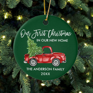 Pinsel Schrift Erstes Weihnachten Neues Zuhause La Keramik Ornament