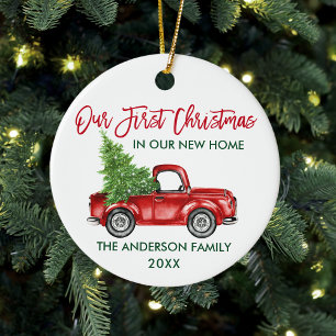 Pinsel Schrift Erstes Weihnachten Neues Zuhause LK Keramik Ornament