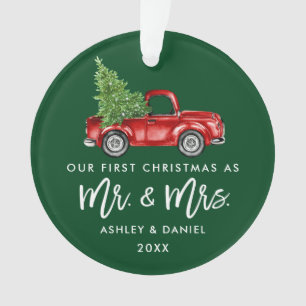 Pinsel Schrift Erstes Weihnachten Vintage LKW Ornament