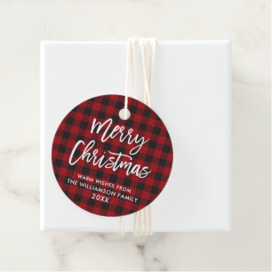 Pinsel Schrift Frohe Weihnachten Roter Buffalo Kar Geschenkanhänger
